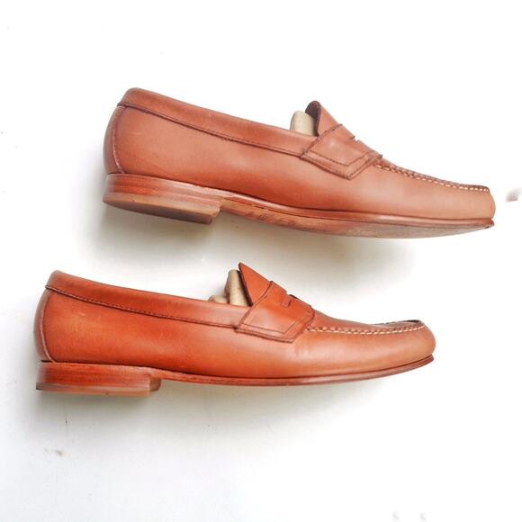 EUC G.H.Bass Weejuns Logan Classic Natural Tan Leather Slip On Penny Loafer 10.5 - Picture 5 of 14